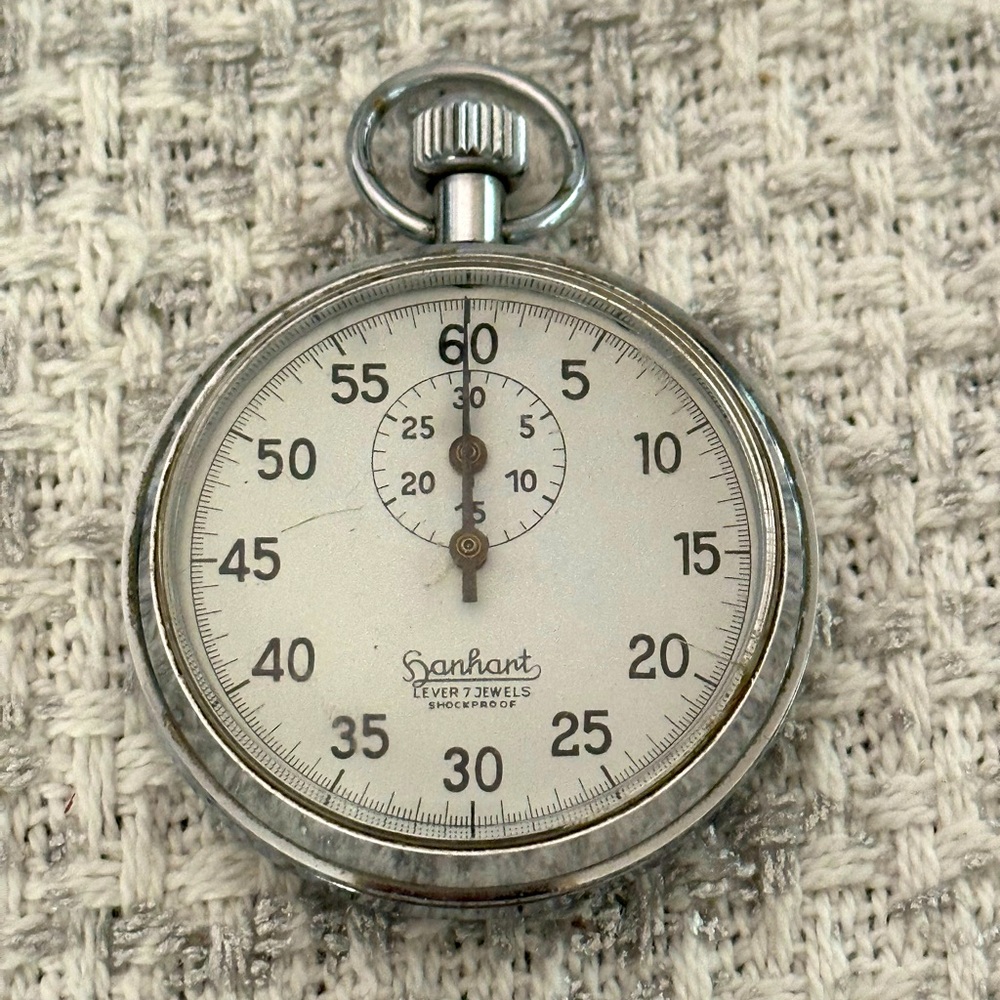 Æs Hanhart German Chromed Stopwatch Seven Jewels Lever Shockproof. c1960's